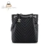 Chanel Urban Spirit Drawstring Bag Chevron Calfskin Small